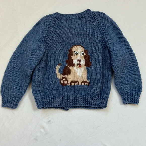 Cardigan Sweater Puppy Dogs Toddler Size 9 Months Baby Blue Unbranded Like New - Picture 7 of 16